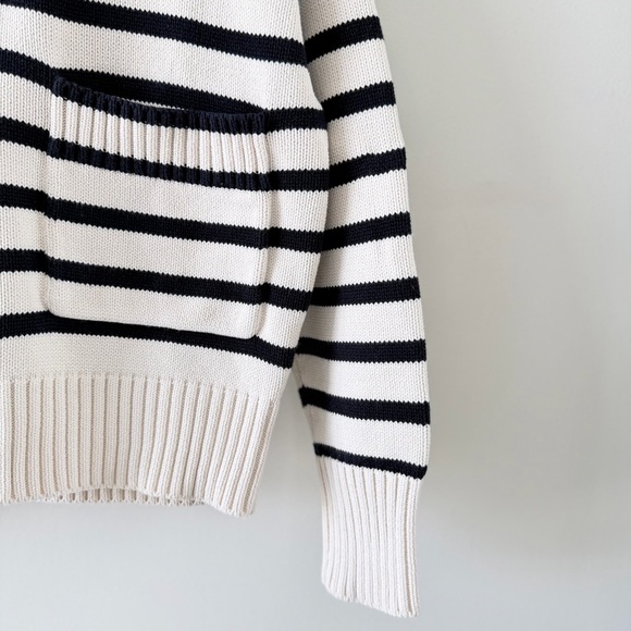 ZARA Striped Half Zip Knit Sweater Cropped Cotton Pullover Size S - Picture 6 of 11